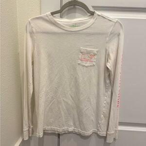 Vineyard Vines White and Pink Long Sleeve Tee